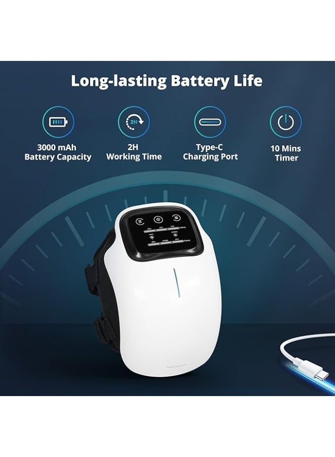 جهاز تدليك الركبة اللاسلكي مع 3 مستويات حرارة، 3 أوضاع اهتزاز، شاشة LED وأحزمة قابلة للتعديل لتخفيف الألم، مناسب للرجال والنساء - Image 4